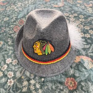 Chicago Blackhawks Grey Alpine Tyrolean Oktoberfest Hat Feather